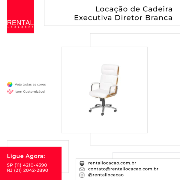 Aluguel de Cadeira Executiva Diretor Branca