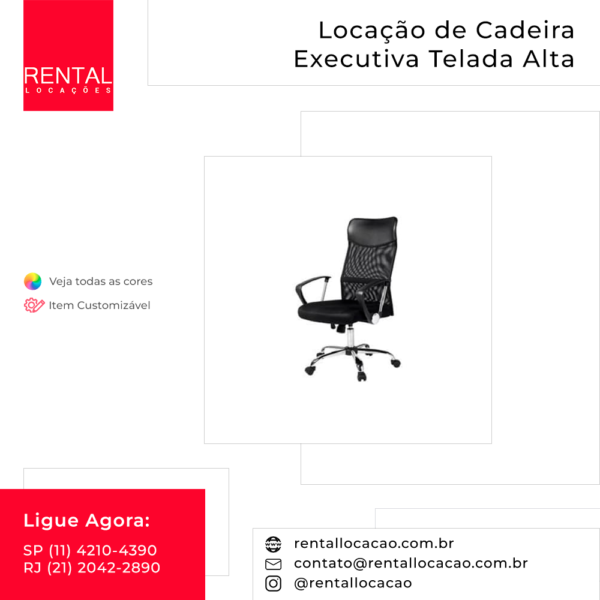 Locação de Cadeira Executiva Telada Alta