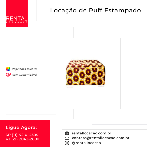 Locação de Puff Quadrado Estampado