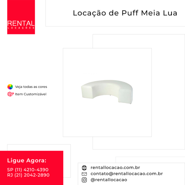 Aluguel de Puff Meia Lua Branco