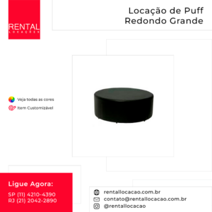 Aluguel de Puff Redondo Grande - Preto