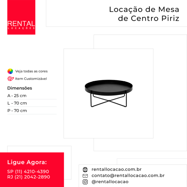 Aluguel de Mesa de Centro Piriz